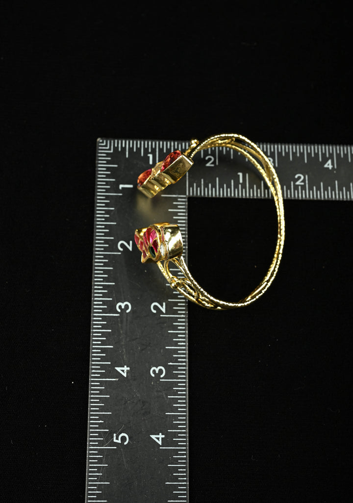 Adjustable Handcuff Bracelet With Pachi Kundan parrot , and glass stones