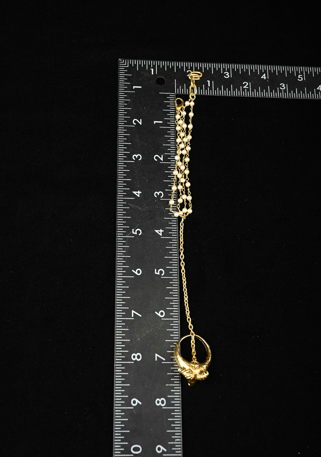 Haathphool Ring Bracelet With Pearls 2 Strand bracelet / Haathphool - 1 piece