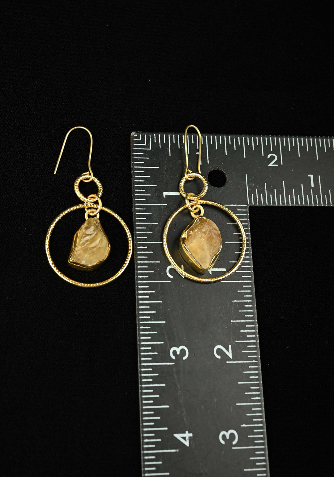 Amber Glow: Handcrafted Raw Citrine Dangle Earrings