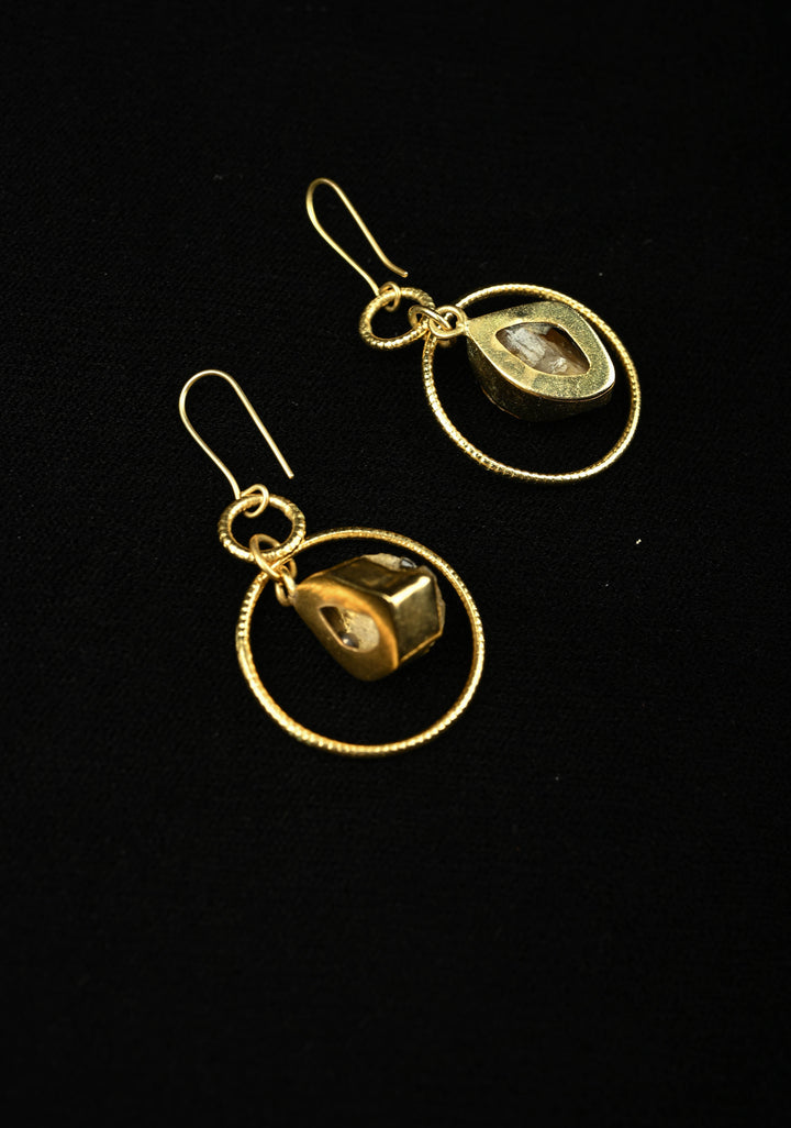 Amber Glow: Handcrafted Raw Citrine Dangle Earrings