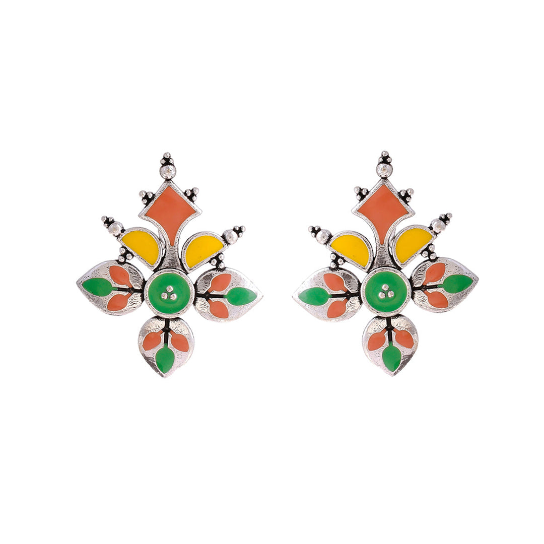 Bagh E Fiza Rangoli Pattern Earrings | SHOBITAM