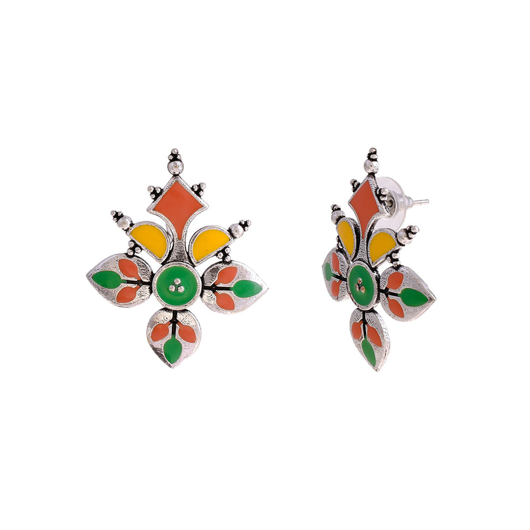 Bagh E Fiza Rangoli Pattern Earrings | SHOBITAM