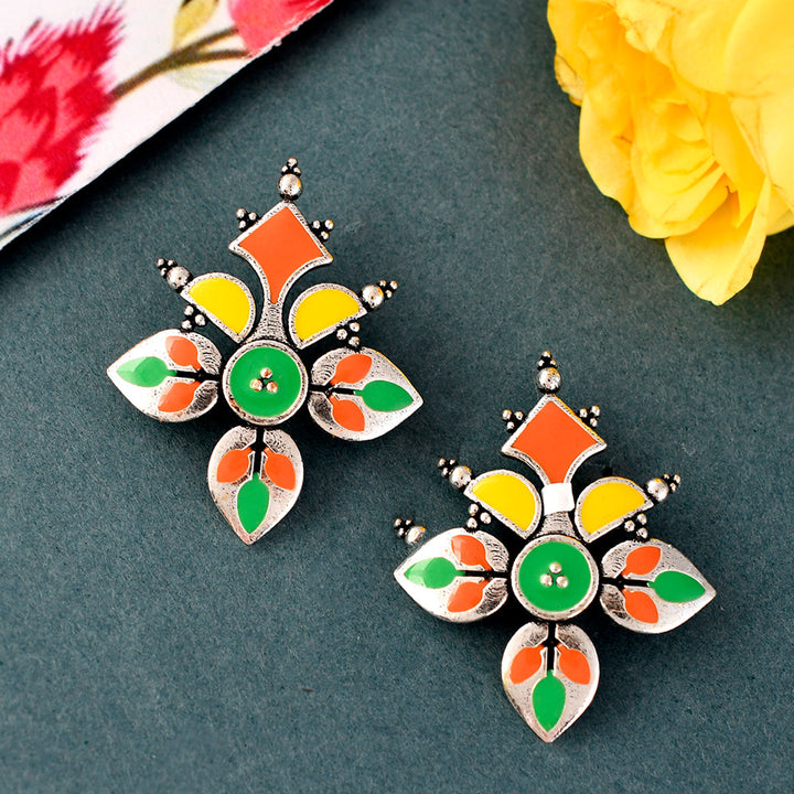 Bagh E Fiza Rangoli Pattern Earrings | SHOBITAM