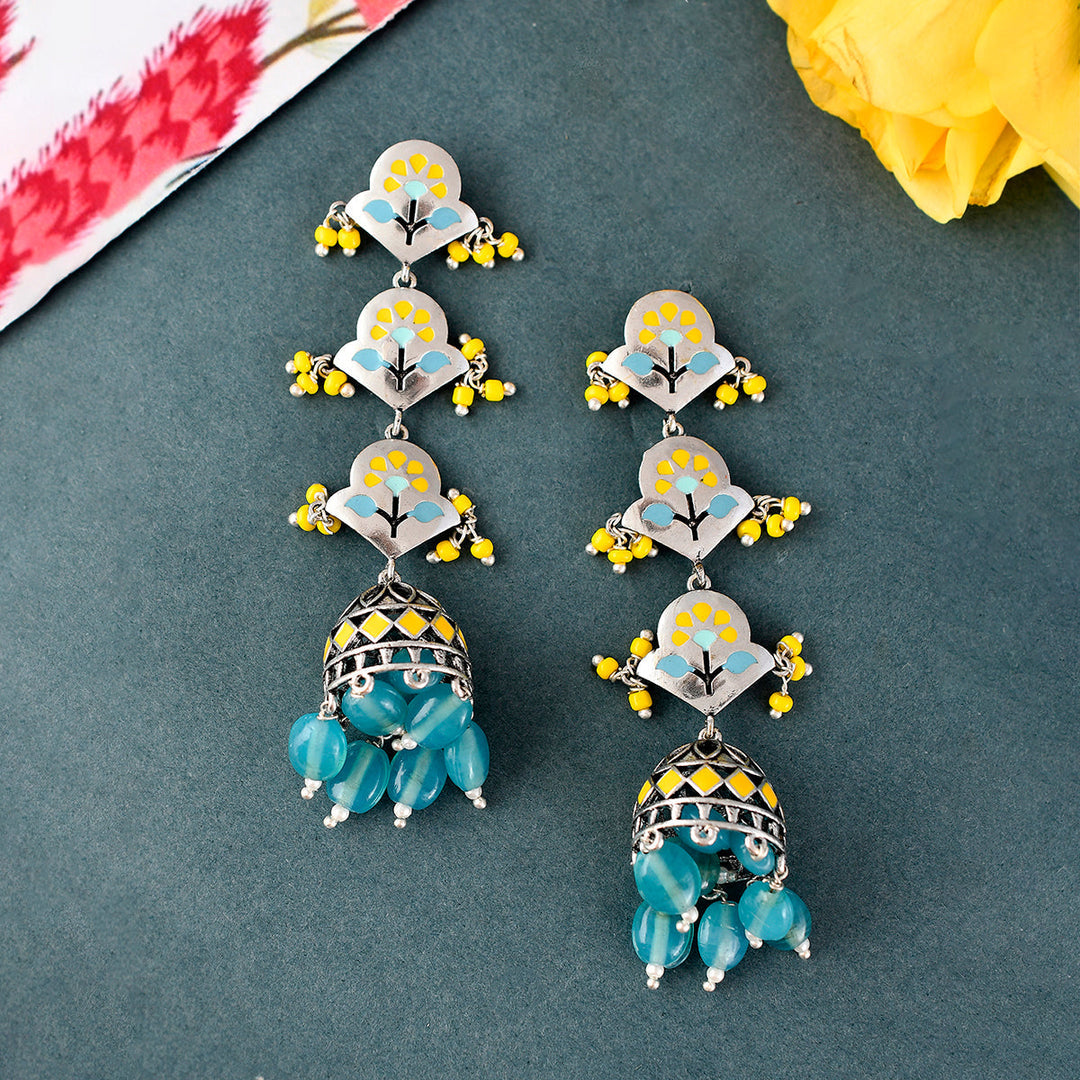 Bagh E Fiza Spring Layered Jhumka Earrings  | SHOBITAM