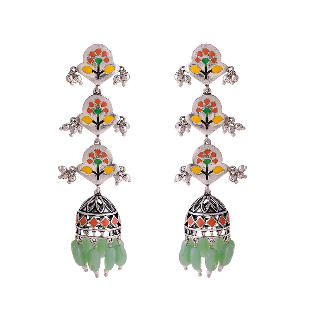 Bagh E Fiza Pastel Jhumka Layered Earrings | SHOBITAM