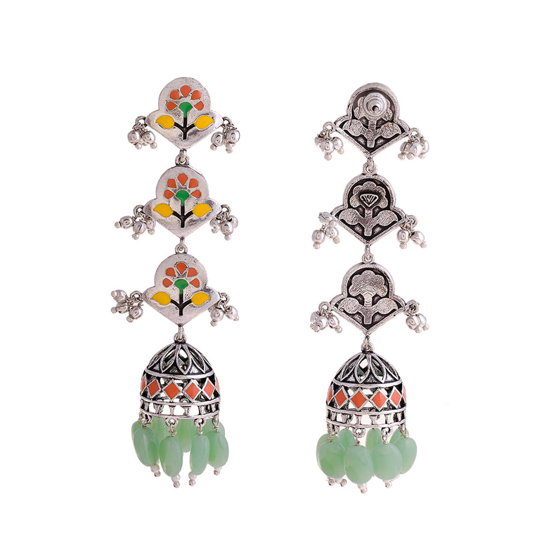 Bagh E Fiza Pastel Jhumka Layered Earrings | SHOBITAM