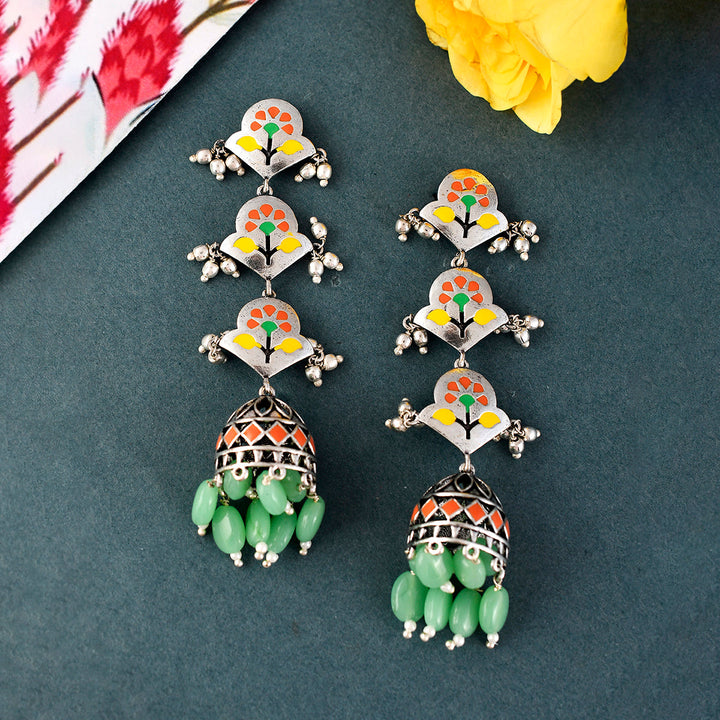 Bagh E Fiza Pastel Jhumka Layered Earrings | SHOBITAM