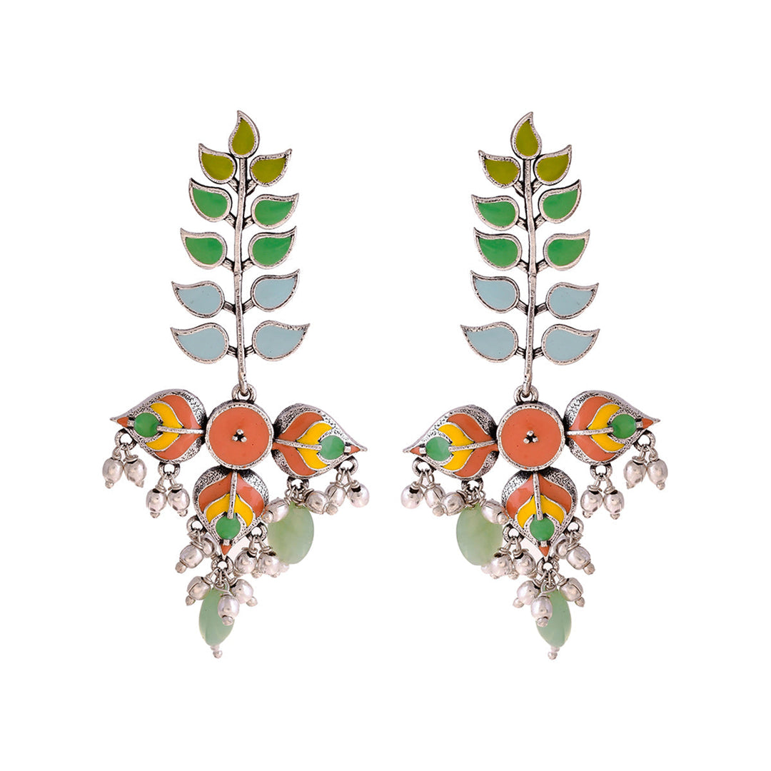 Bagh E Fiza Colourful Enamel Embellished Earrings   | SHOBITAM