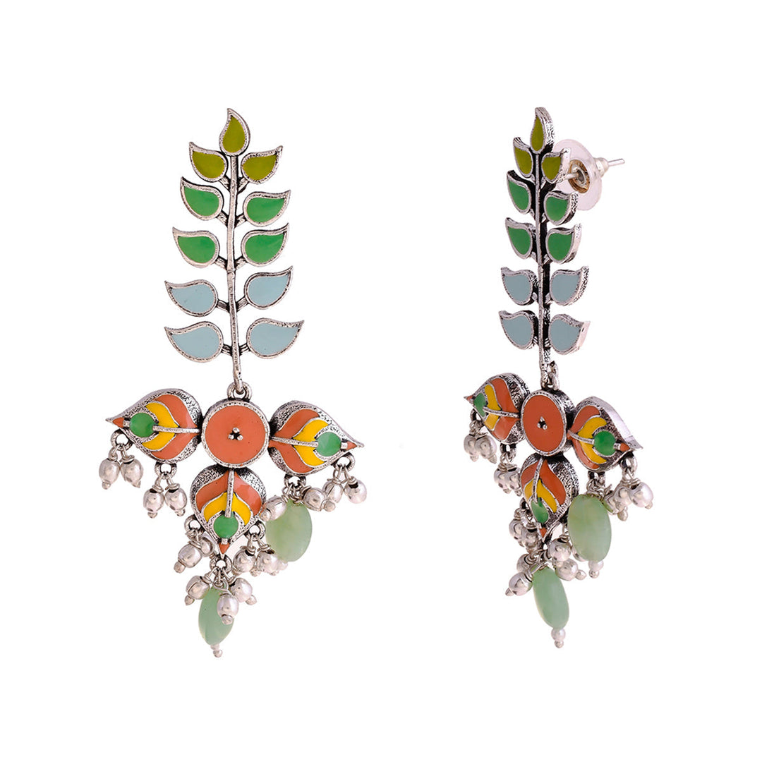 Bagh E Fiza Colourful Enamel Embellished Earrings   | SHOBITAM