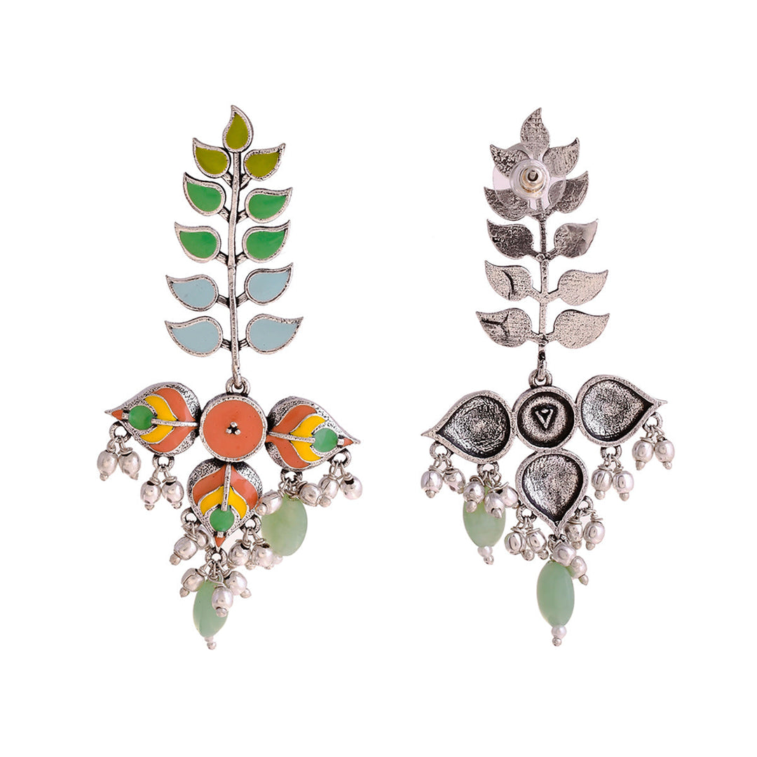 Bagh E Fiza Colourful Enamel Embellished Earrings   | SHOBITAM