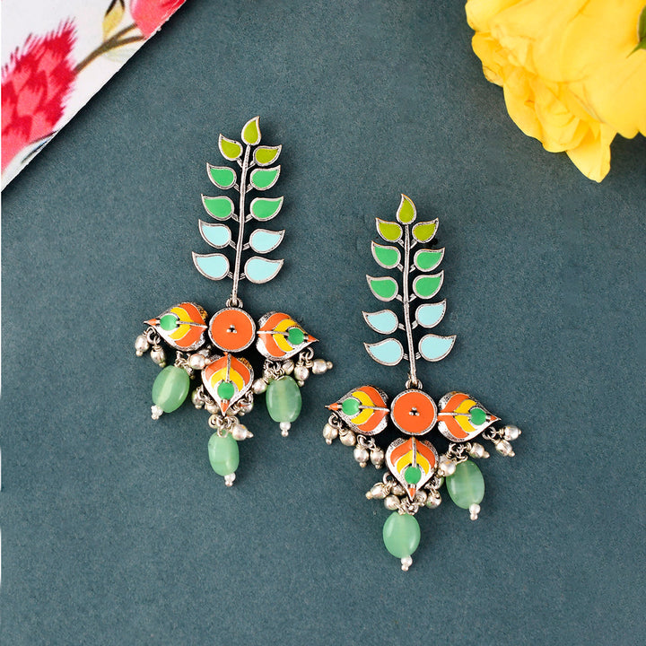 Bagh E Fiza Colourful Enamel Embellished Earrings   | SHOBITAM