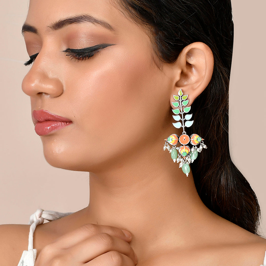 Bagh E Fiza Colourful Enamel Embellished Earrings   | SHOBITAM