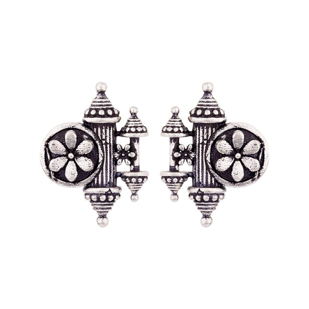 Nayantara Floral Motif Embossed Earrings | SHOBITAM