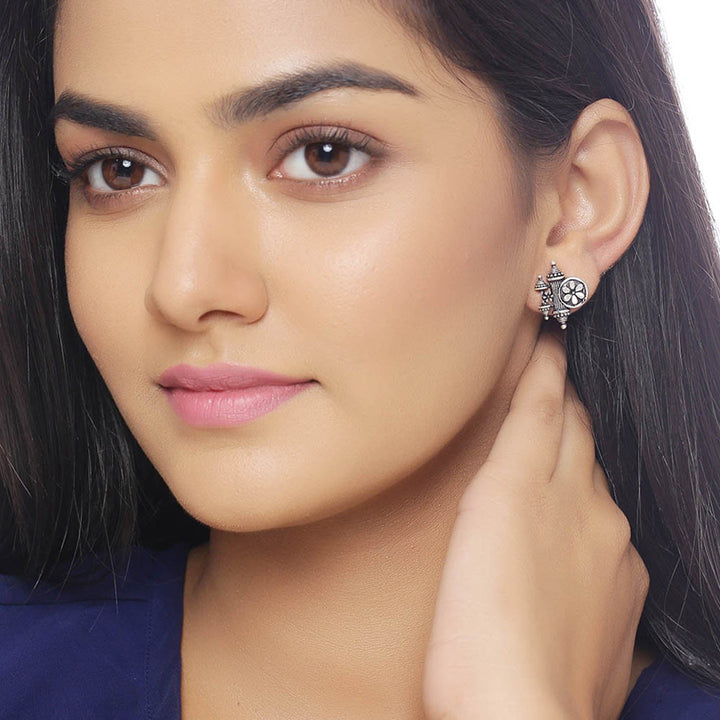 Nayantara Floral Motif Embossed Earrings | SHOBITAM