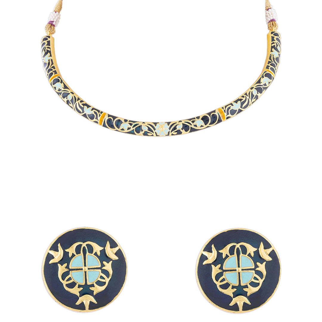 Tahira Bird and Floral Motifs Necklace Set | SHOBITAM