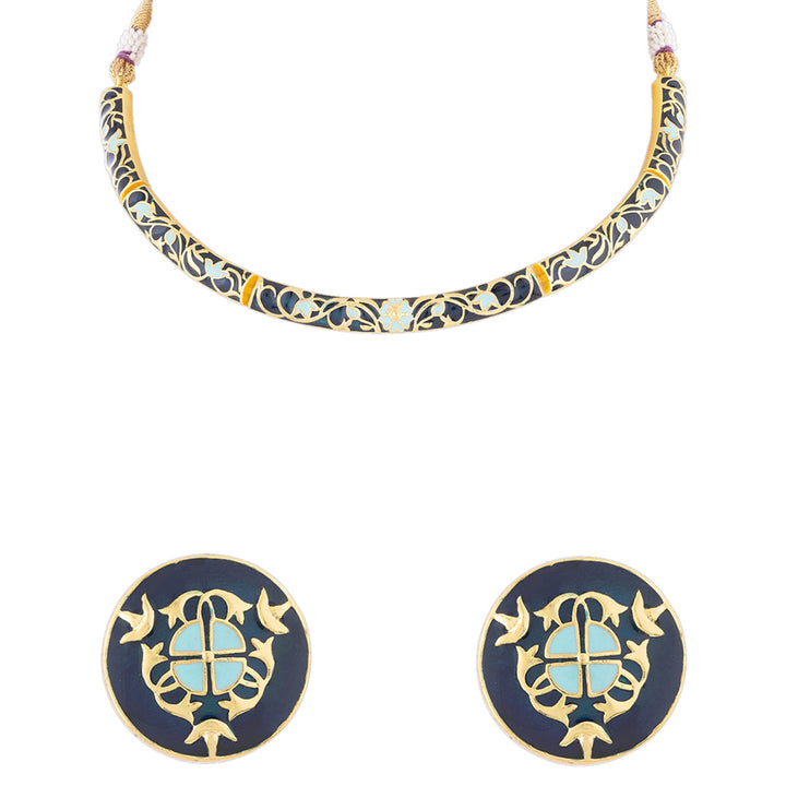 Tahira Bird and Floral Motifs Necklace Set | SHOBITAM