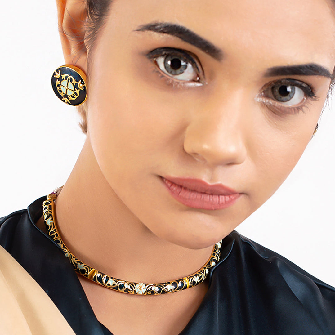 Tahira Bird and Floral Motifs Necklace Set | SHOBITAM