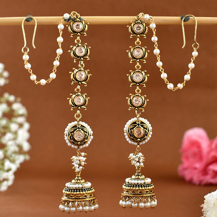 Apsara Bliss Jhumka Earrings With Chain || SHOBITAM