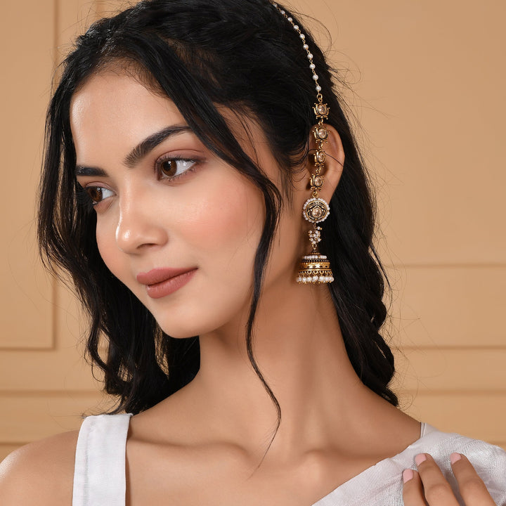 Apsara Bliss Jhumka Earrings With Chain || SHOBITAM