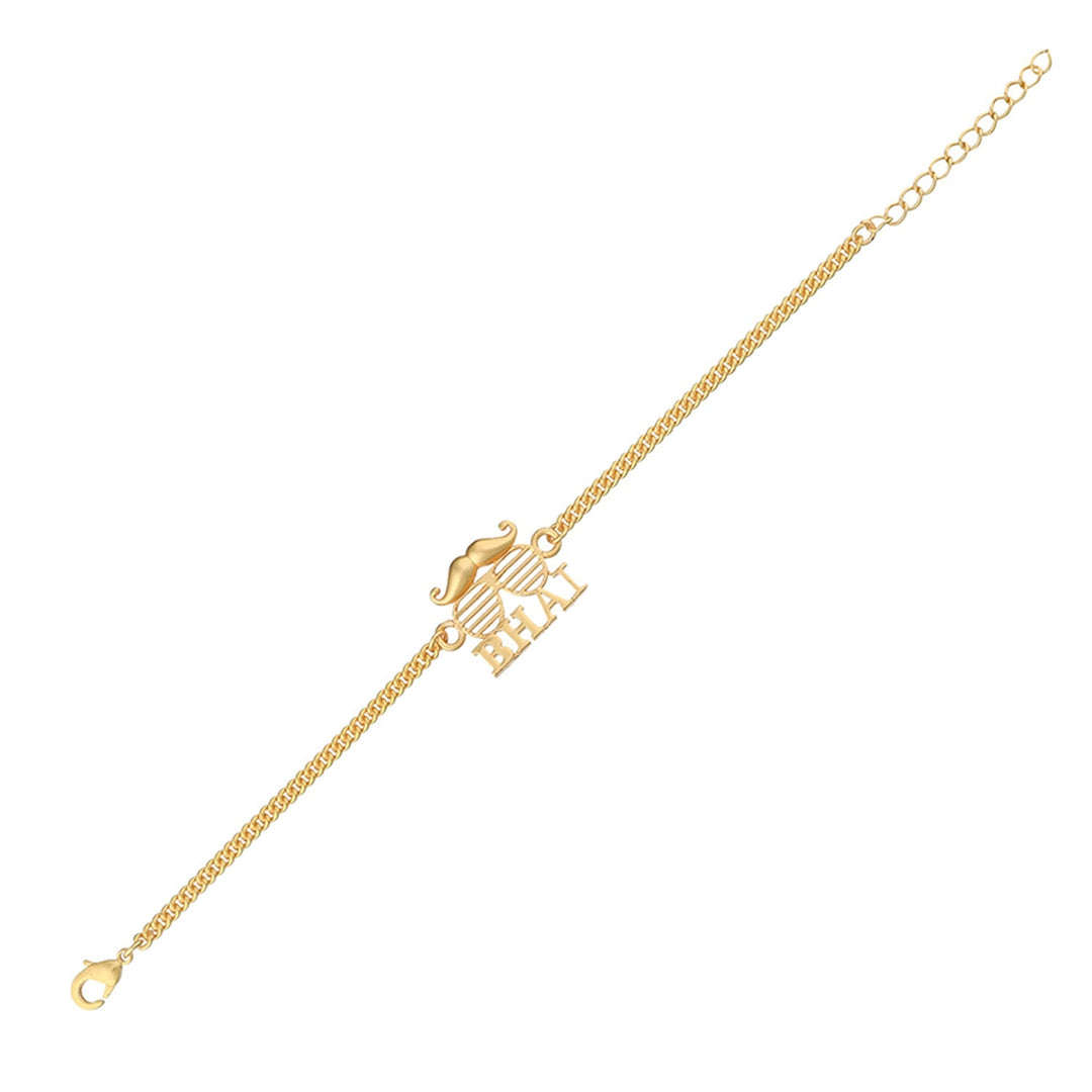 Bhai Gold Tone Bracelet Style Rakhi | SHOBITAM
