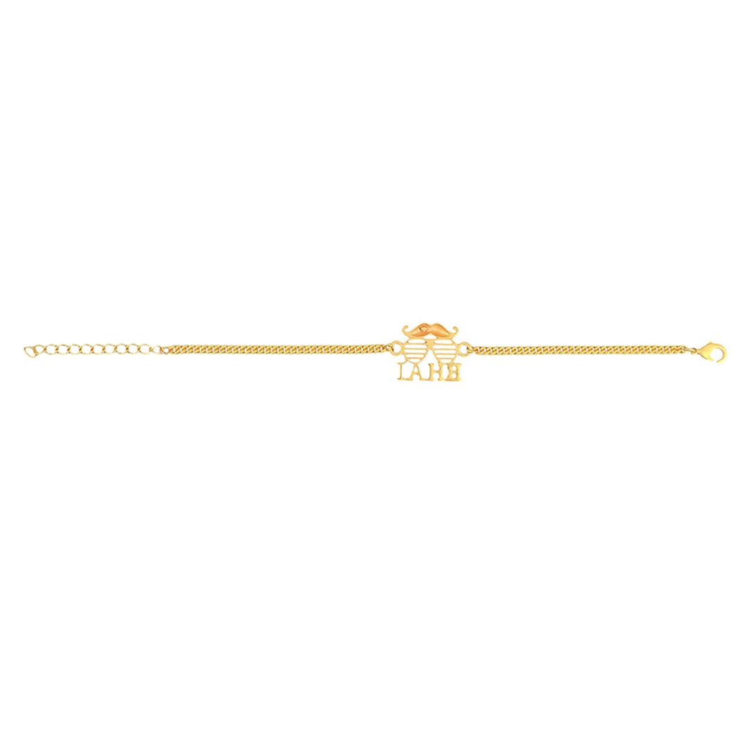 Bhai Gold Tone Bracelet Style Rakhi | SHOBITAM