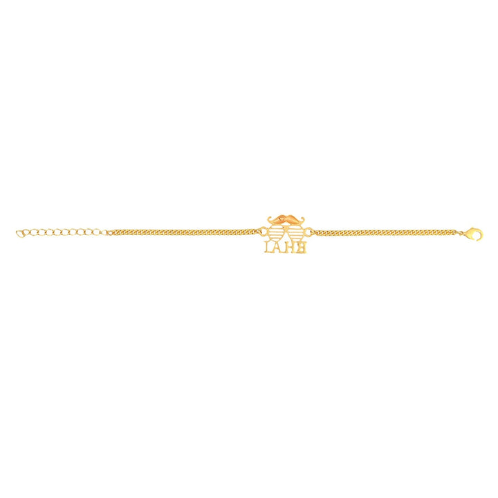 Bhai Gold Tone Bracelet Style Rakhi | SHOBITAM