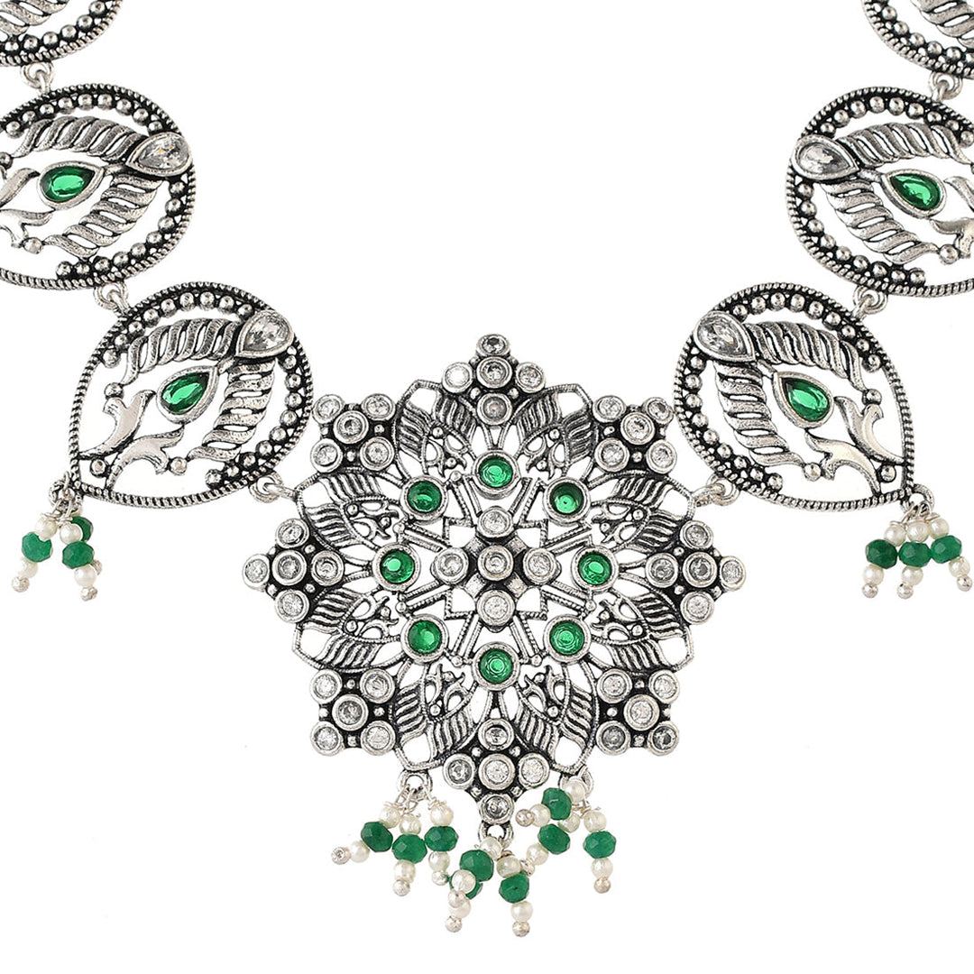Abharan Filigree Pearls and Stones Embellished Jewellery Set | SHOBITAM