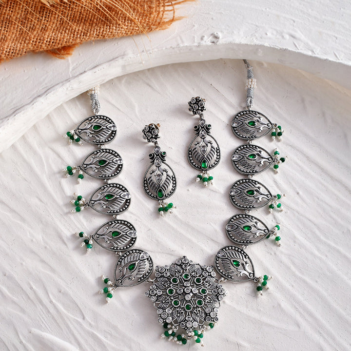 Abharan Filigree Pearls and Stones Embellished Jewellery Set | SHOBITAM