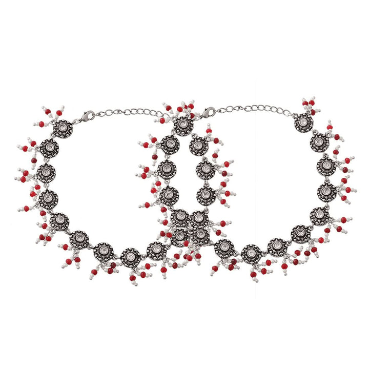 Abharan Casual Round Cut White Stones Anklets | SHOBITAM