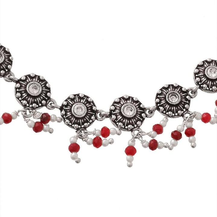 Abharan Casual Round Cut White Stones Anklets | SHOBITAM