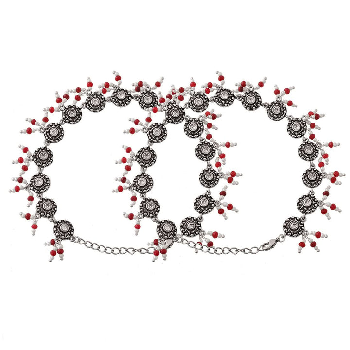 Abharan Casual Round Cut White Stones Anklets | SHOBITAM