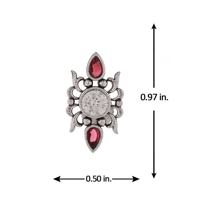 Abharan Casual White and Red Stones Stud Earrings | SHOBITAM