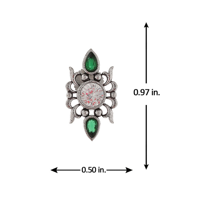 Abharan Casual White and Green Stones Stud Earrings | SHOBITAM