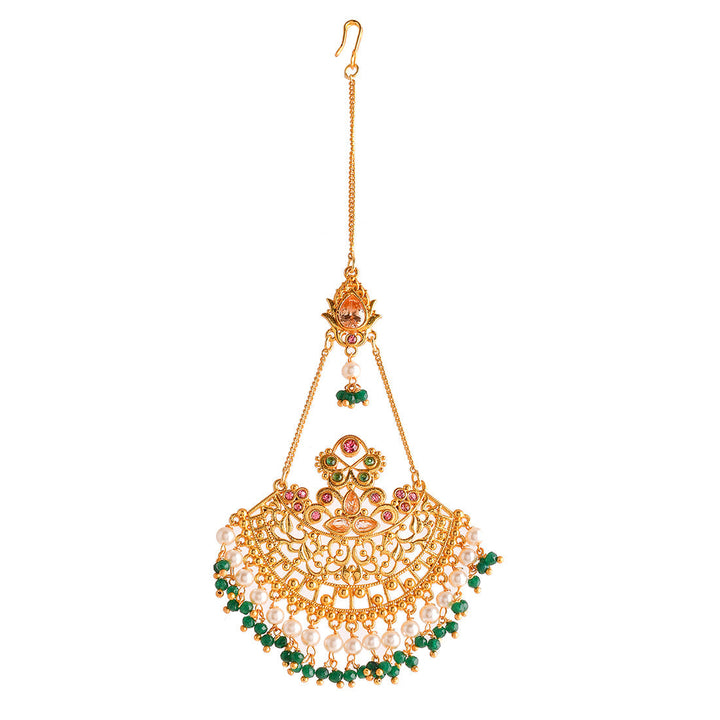 Abharan Ethnic White Pearls Maang Tika | SHOBITAM