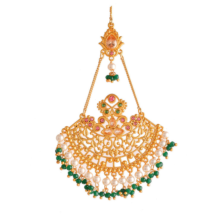Abharan Ethnic White Pearls Maang Tika | SHOBITAM