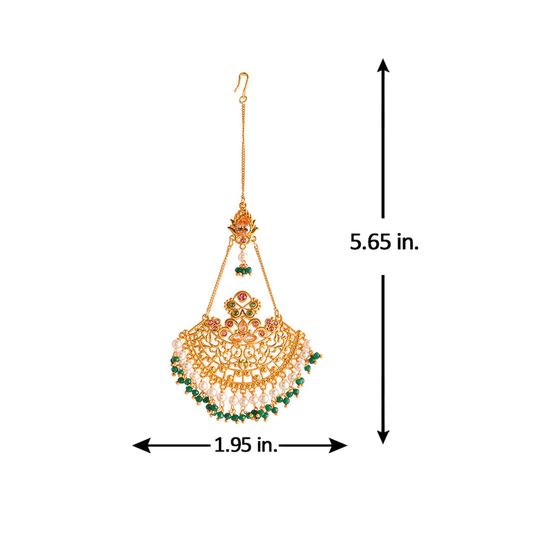 Abharan Ethnic White Pearls Maang Tika | SHOBITAM