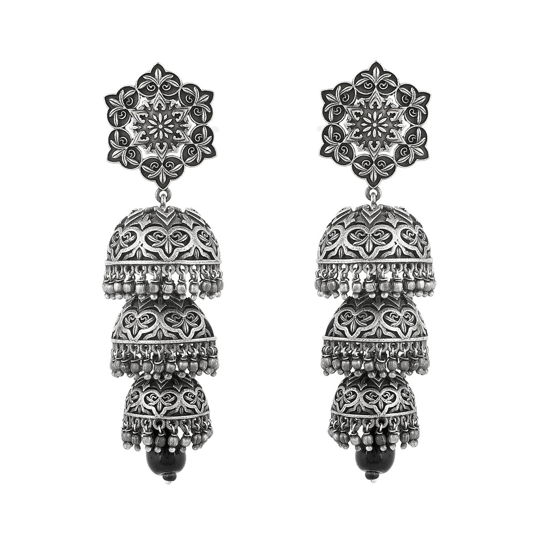Nrityotsava Falguni 3 Layers Jhumka Earrings  | SHOBITAM