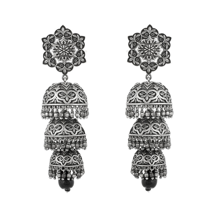 Nrityotsava Falguni 3 Layers Jhumka Earrings  | SHOBITAM