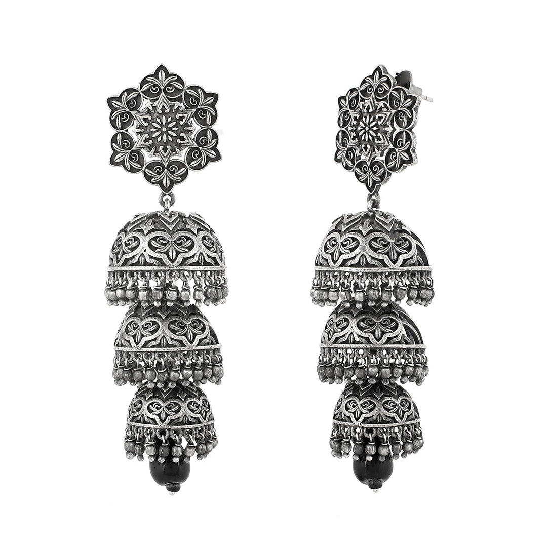 Nrityotsava Falguni 3 Layers Jhumka Earrings  | SHOBITAM