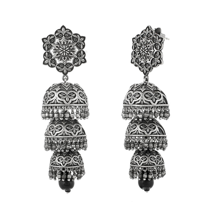 Nrityotsava Falguni 3 Layers Jhumka Earrings  | SHOBITAM