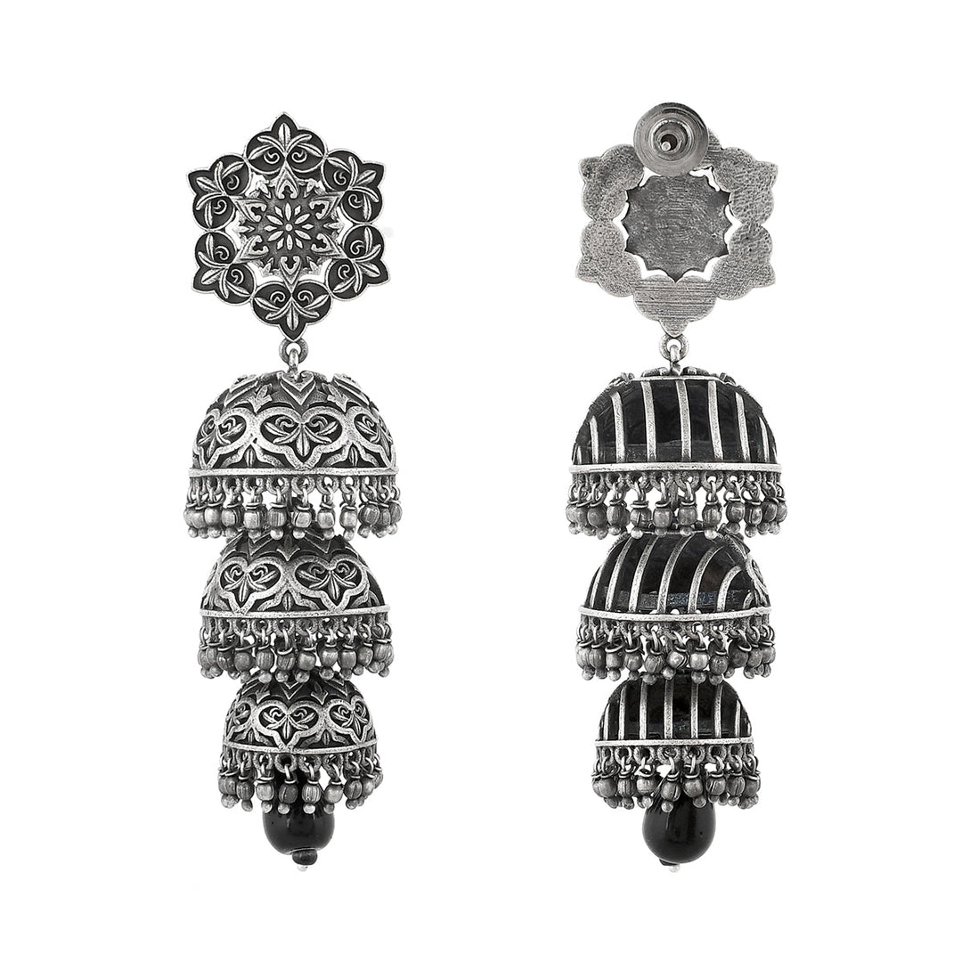 Nrityotsava Falguni 3 Layers Jhumka Earrings  | SHOBITAM