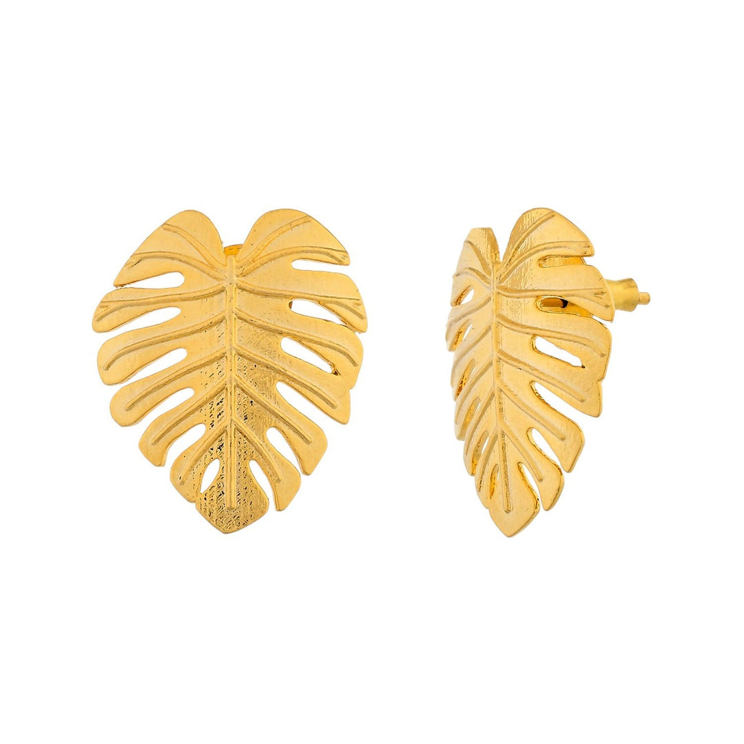 Hawaii Monstera Statement Studs  | SHOBITAM