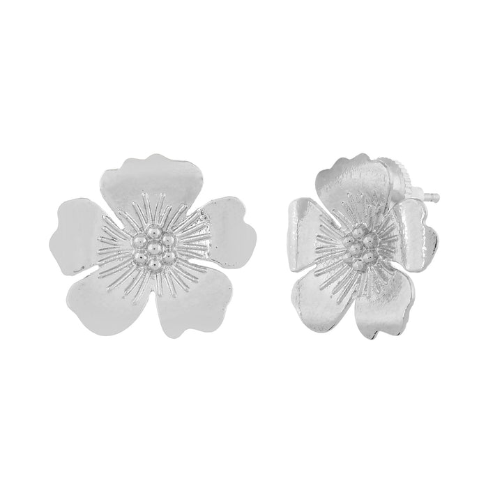 Hawaii Hibiscus Statement Silver Studs  | SHOBITAM