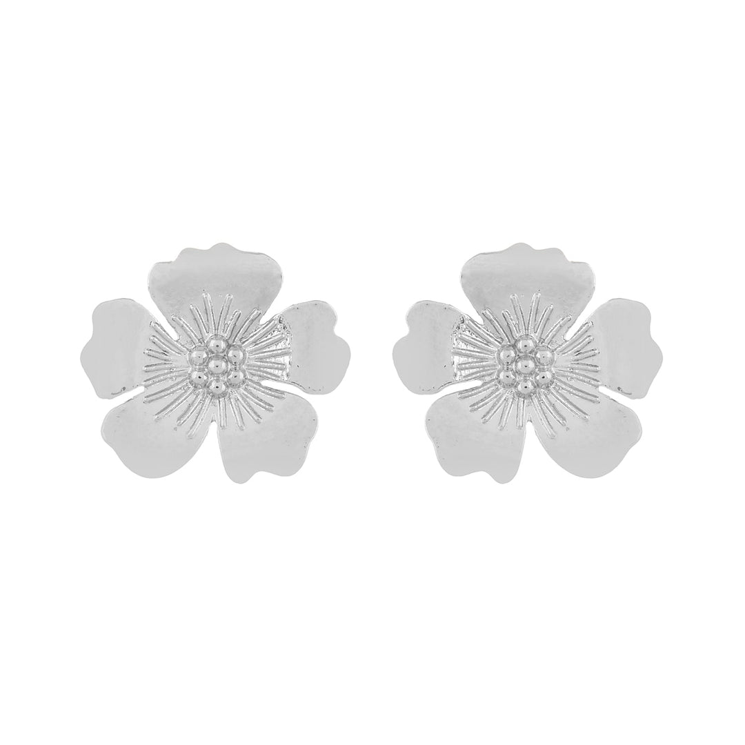 Hawaii Hibiscus Statement Silver Studs  | SHOBITAM
