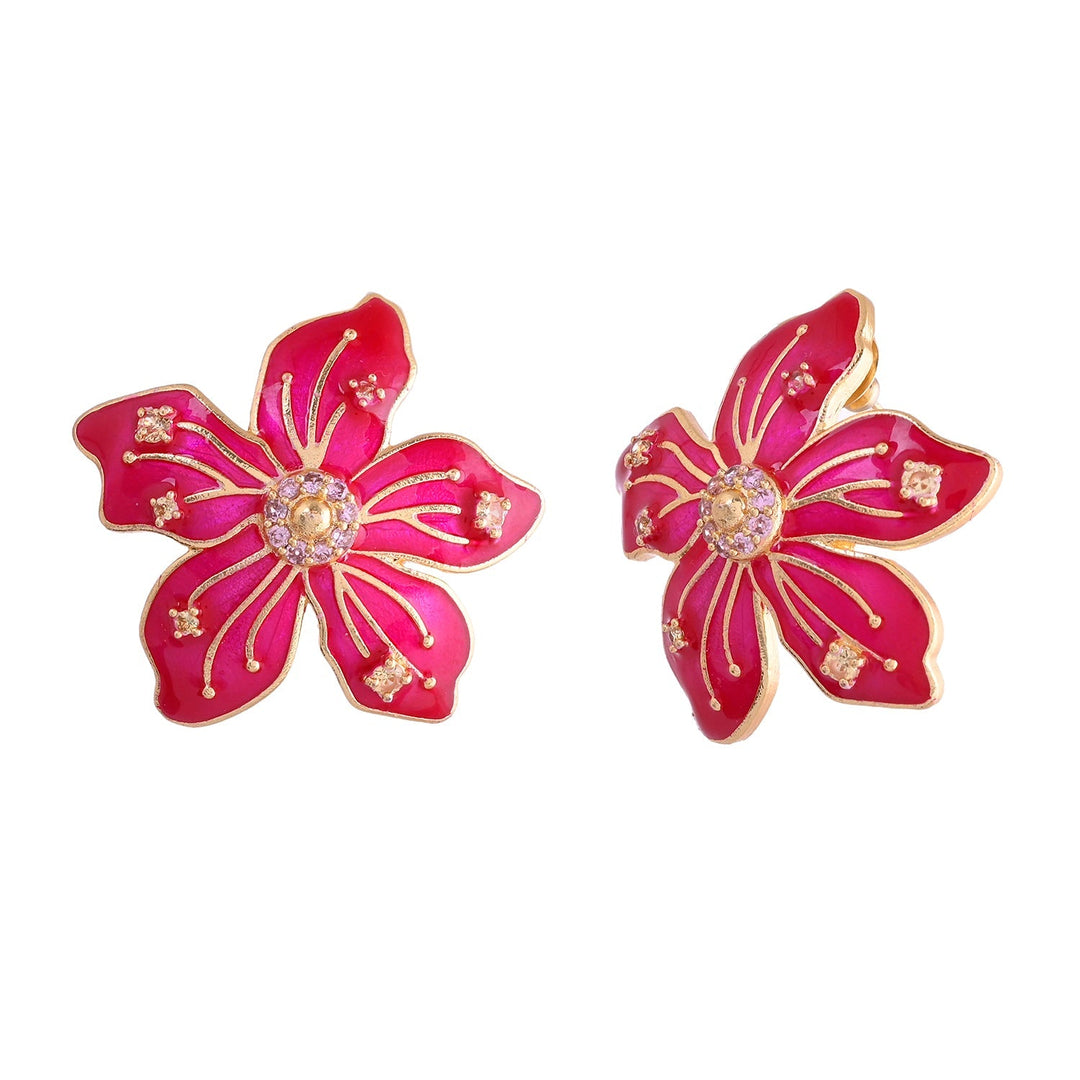 Flower Fantasy Blossom Pink Statement Stud  | SHOBITAM