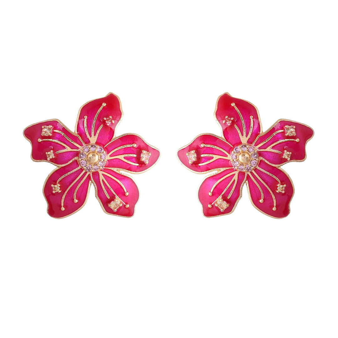 Flower Fantasy Blossom Pink Statement Stud  | SHOBITAM