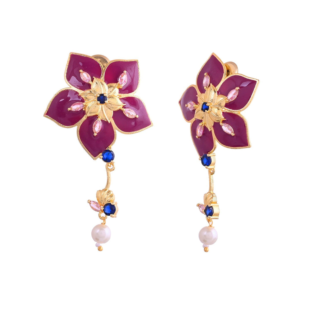 Flower Fantasy Majestic Magenta Dangler Earrings  | SHOBITAM