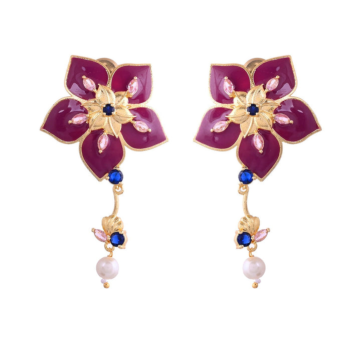 Flower Fantasy Majestic Magenta Dangler Earrings  | SHOBITAM