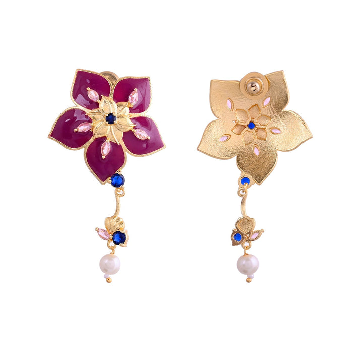 Flower Fantasy Majestic Magenta Dangler Earrings  | SHOBITAM
