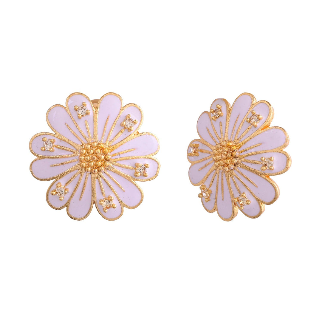 Flower Fantasy Pure Elegance Daisy White Ear Studs   | SHOBITAM